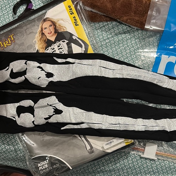 Skeleton Lady Costume with Hooded Dress and Thigh Highs - Picture 3 of 3